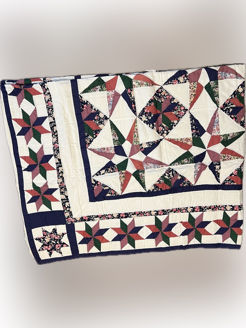 Vintage New NOS Kwilt-X Patchwork Star Constellation Quilt Hand Quilted Twin